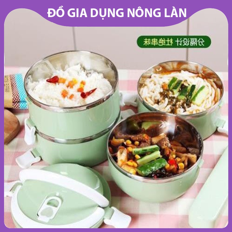 Hộp mang cơm, cặp lồng cơm 2 tầng ruột inox lunch box, siêu tiện dụng, giữ nhiệt cực kỳ hiệu quả