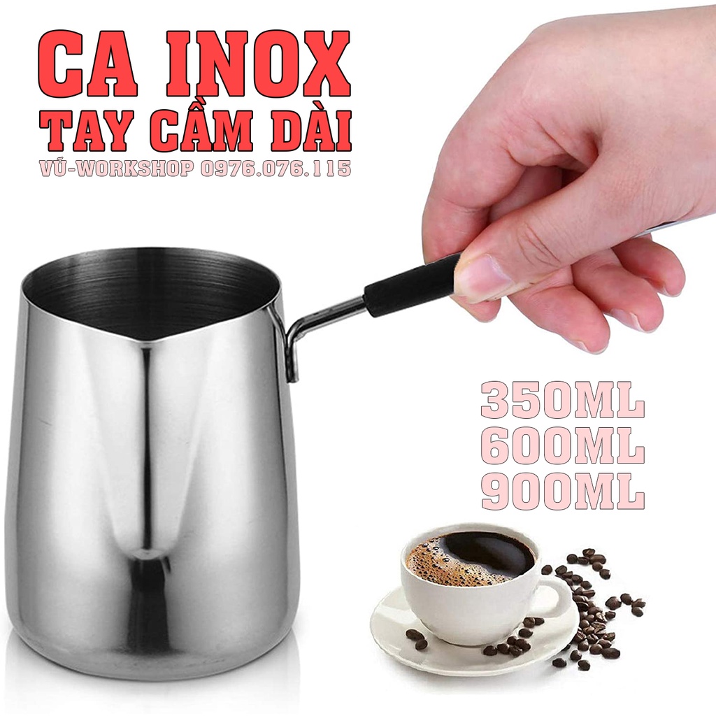 Ca Inox Có Cán Tay Dài - Đun Nấu Sáp Nến Thơm DIY - Nấu Chocolate, Pha Cafe
