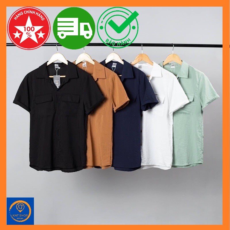Áo Sơ Mi Đũi Nam Ngắn Tay Phong Cách Đơn Giản Màu Đơn Sắc - AD6