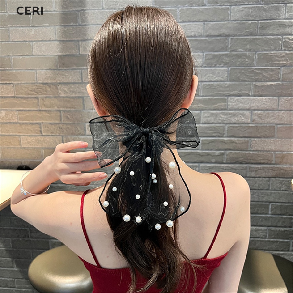 Dây Cột Tóc Lưới Đính Nơ Cỡ Lớn Thời Trang Cho Nữ