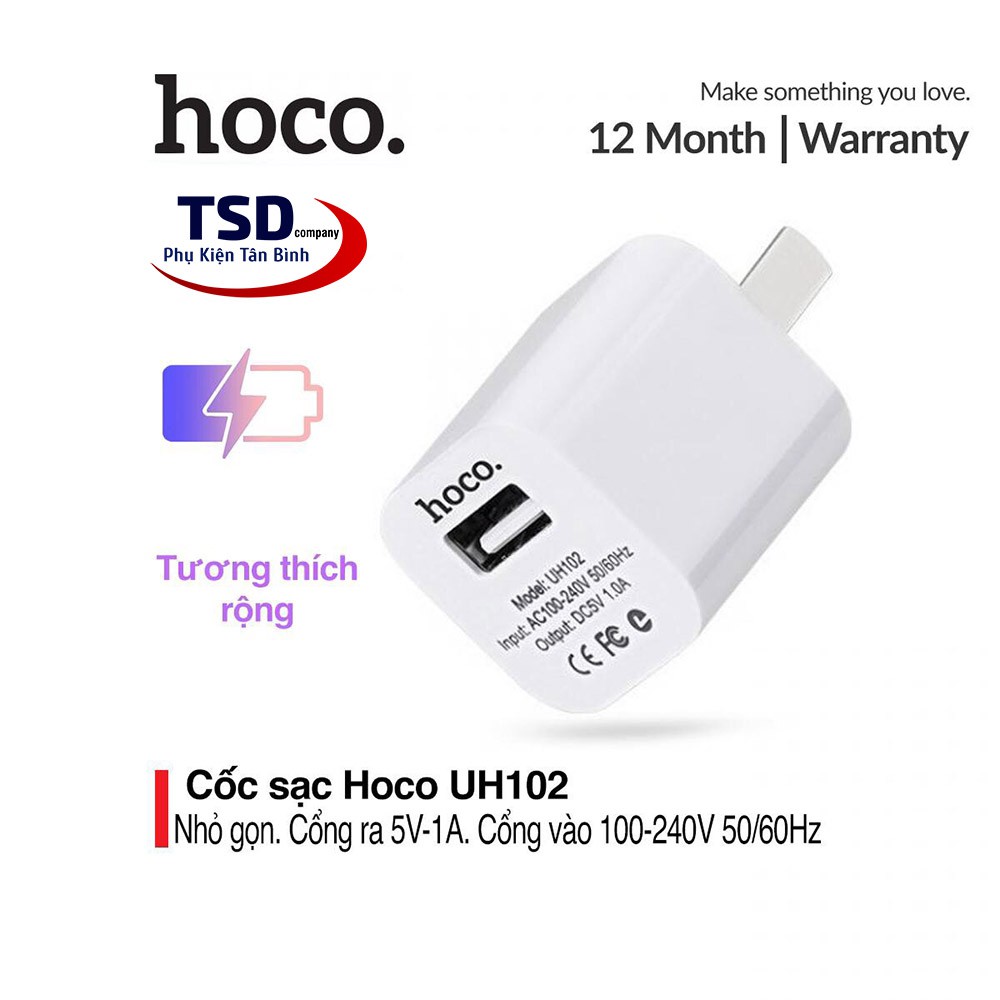 [ Chính hãng ] Củ Sạc Điện Thoại Củ sạc Hoco UH102 5V/1A - BH 12 Tháng Chính Hãng