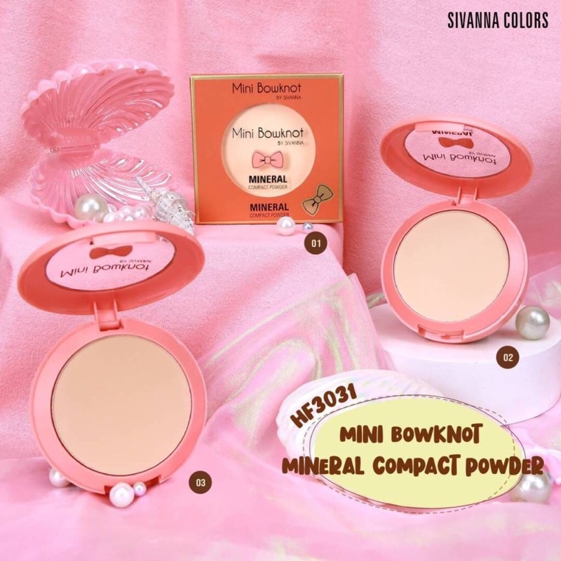 Phấn phủ SIVANNA COLORS Mini Bowknot Mineral Compact Powder - HF3031