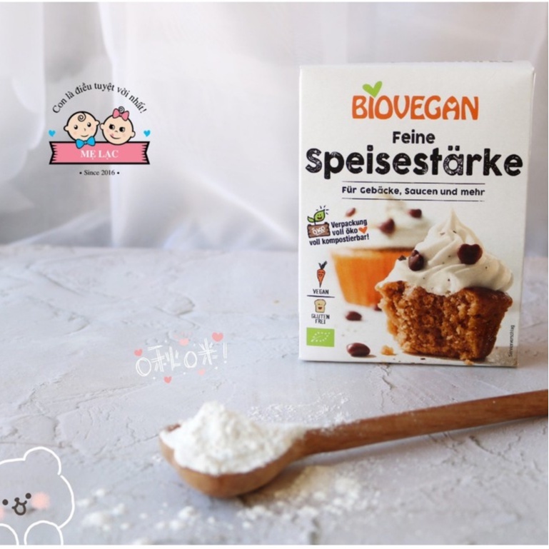 Tinh bột bắp hữu cơ Biovegan làm món phụ cho bé ăn dặm, hộp 250gr
