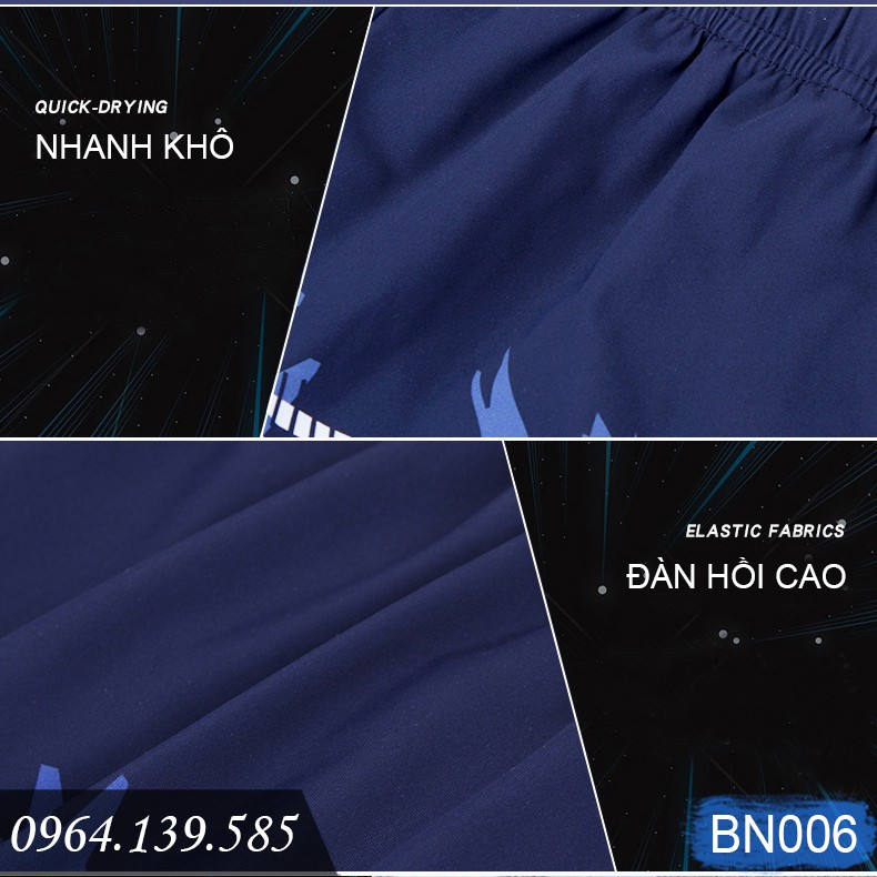 Quần bơi nam boxer cao cấp, dáng ngắn thể thao, eo kép dễ chịu, chất thun bơi đẹp không thấm nước nhanh khô | BN006