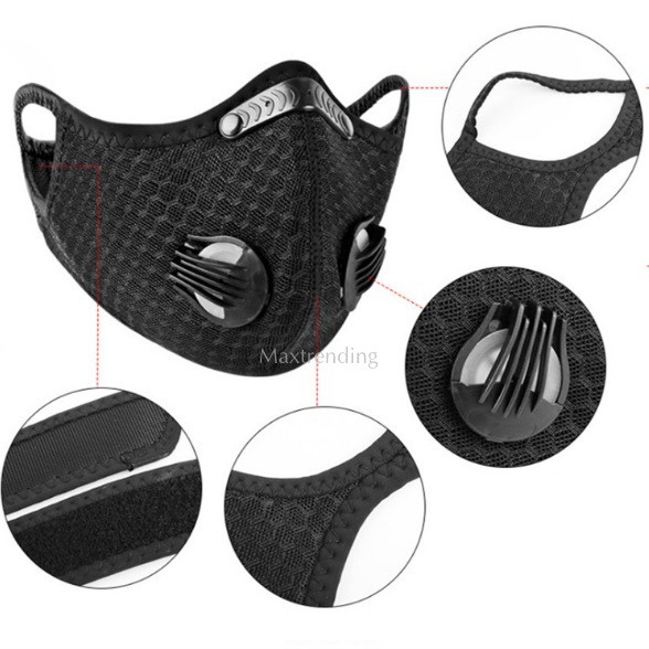 Khẩu trang cao cấp bộ lọc than hoạt tính kết hợp 2 van thở thiết kế thời trang | BigBuy360 - bigbuy360.vn