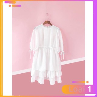 [Ảnh thật tự chụp] Đầm trắng babydoll bánh bèo dạo phố cực hot [KÈM ẢNH THẬT]