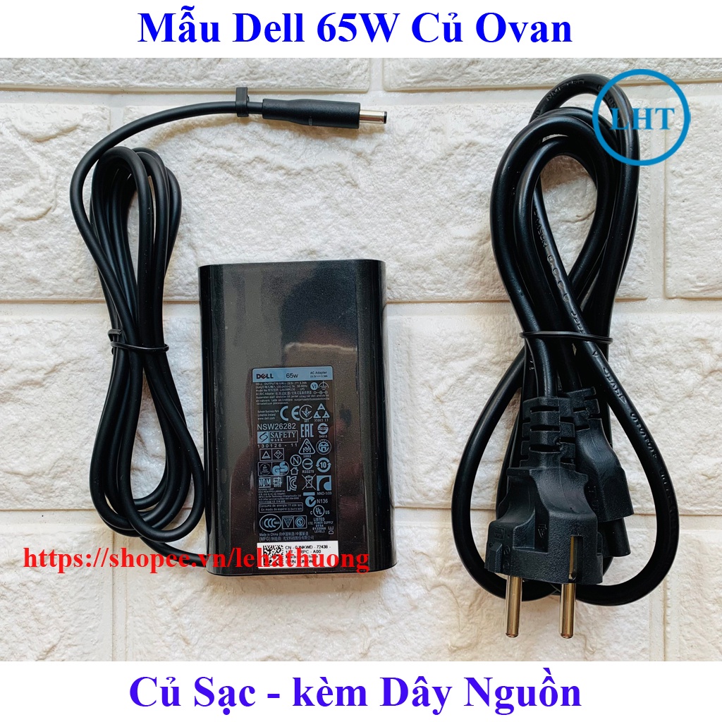 Sạc Laptop Dell Oval 65W - 19.5V - 3.34A - Đầu kim nhỏ 4.5*3.0mm DELL XPS 13 9360 9350 9343 9333 9365 (Dell Ovan 65w)