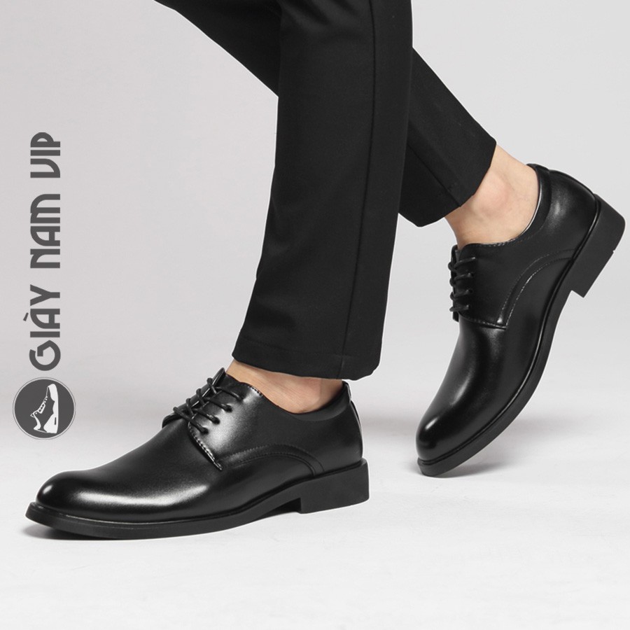 Giày Da Nam Công Sở Buộc Dây Cao Cấp Trẻ Trung GIAYNAMVIP Giày Nam Đen Đẹp Hàn Quốc GD55