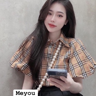 Áo sơ mi kẻ tay bồng + smi tơ thêu live