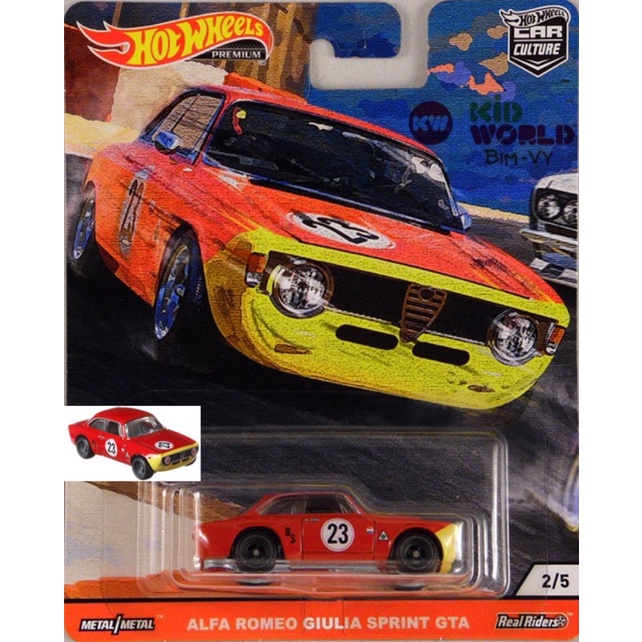 Xe mô hình Hot Wheels Premium Car Culture Series Door Slammers ALFA Romeo Giulia Sprint GTA GJP78, bánh cao su.