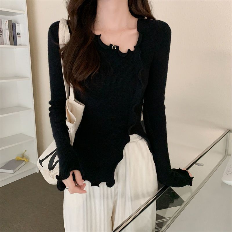 Áo sweater Dệt Kim Dáng Ôm Xẻ Tà Phong Cách Hàn Quốc Cho Nữ JL-TX-552