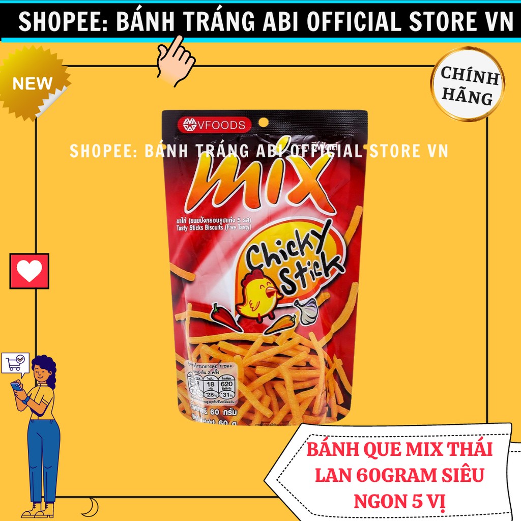 TĂM CAY MIX BÁNH SNACK QUE CỌNG NHẬP KHẨU THÁI LAN MIX 60G