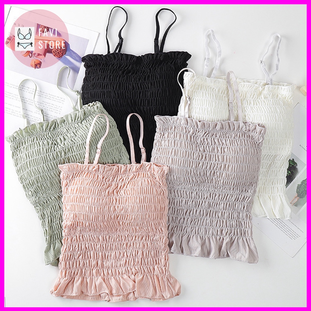 Áo 2 dây nhún bèo có đệm, áo quây áo ống (dây rời) dáng dài - AL011