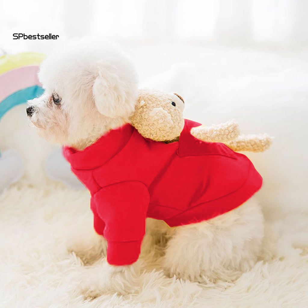 Áo Len Chui Đầu Hình Gấu Giữ Ấm Mùa Đông Mừng Năm Mới Cho Cún Cưng