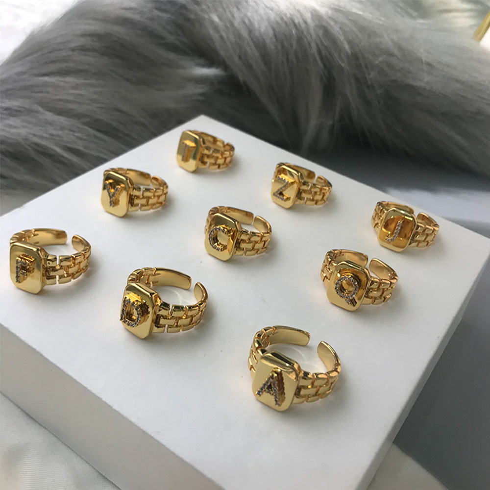 Nhẫn Đeo Tay Kim Loại Khắc Chữ A-Z Thời Trang Cho Nữ