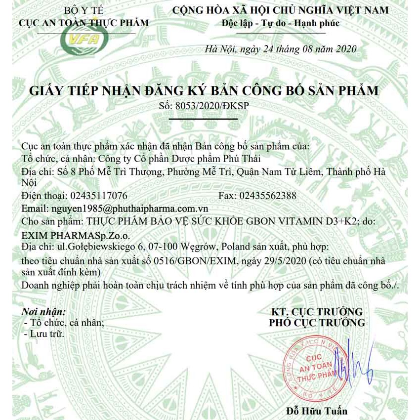 Gbon Vitamin D3 + K2- Bổ sung vitamin D3, K2 - giúp tăng cường hấp thu canxi, cho xương chắc khỏe, giúp bé cao lớn