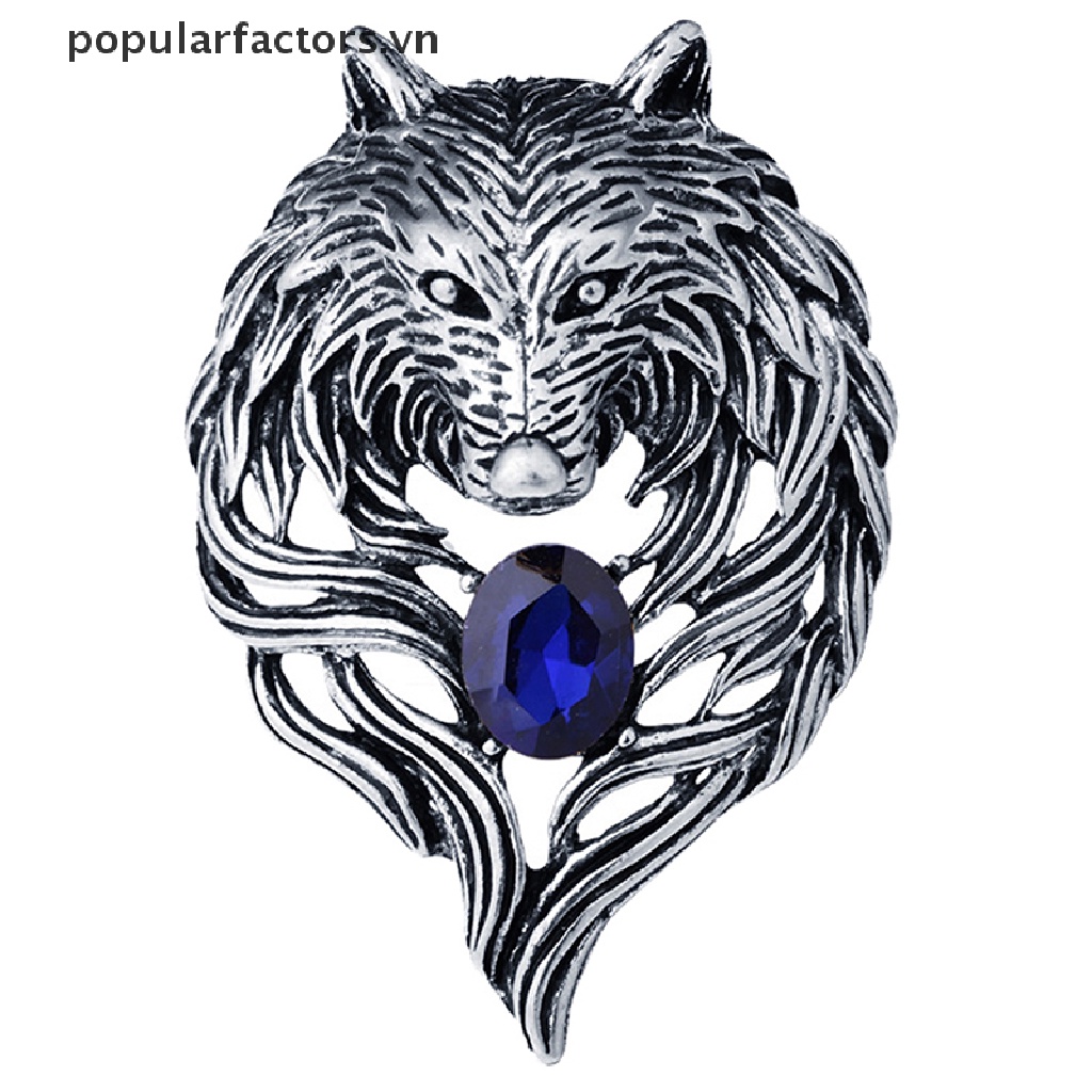 Ghim Cài Áo Hình Sói Đính Đá Phong Cách Vintage Cho Nam
