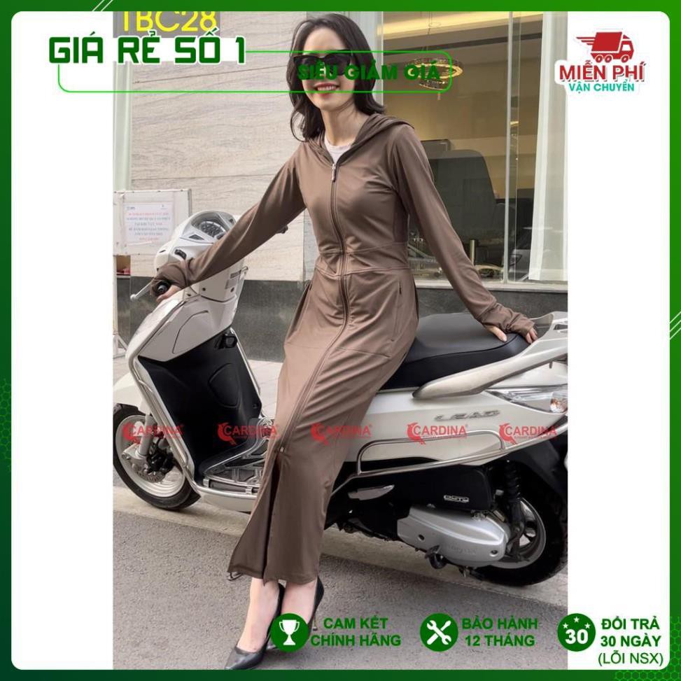 Áo Chống Nắng Nữ Liền Thân 2 Lớp Dáng Dài cao cấp CHÍNH HÃNG CARDINA làm mát cơ thể, thơm khử mùi