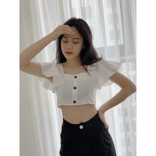 Áo dáng ngắn cổ vuông lưng chun vai TKA197 1994closet