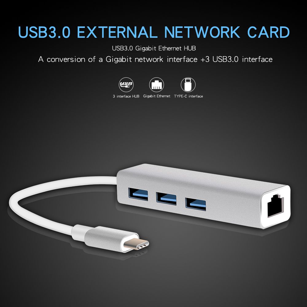 Bộ Chia 3 Cổng Usb 3.0 Tốc Độ Cao Bằng Hợp Kim Nhôm Nhiều Màu Sắc Cho Cổng Mạng Lan Rj45