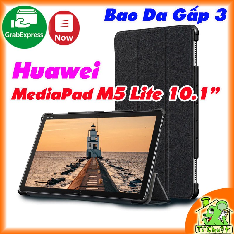 Bao da Huawei MediaPad M5 Lite 10.1" Gấp 3 Khúc Lưng Cứng Có Nam Châm