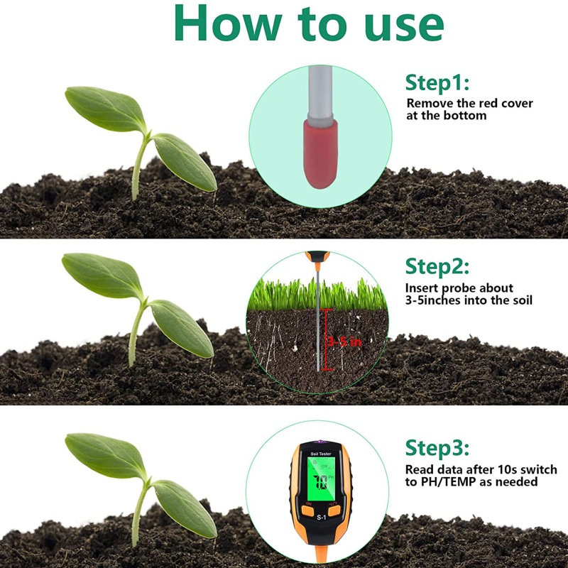 Dụng Cụ Đo Độ PH / Độ Ẩm Đất 5 Trong 1 Tiện Dụng Cho Sân Vườn