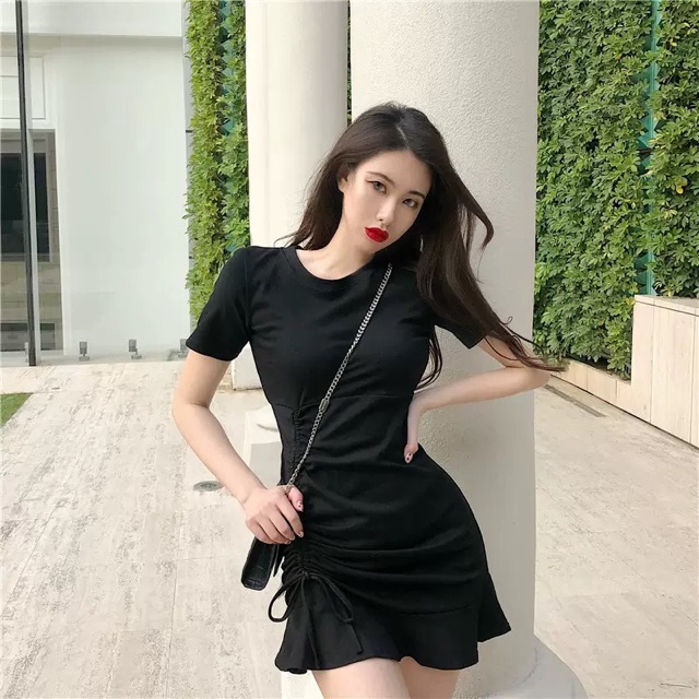 (Sẵn) Đầm body ulzzang dây rút đuôi cá / Váy body sexy ( ảnh thật cuối) | BigBuy360 - bigbuy360.vn