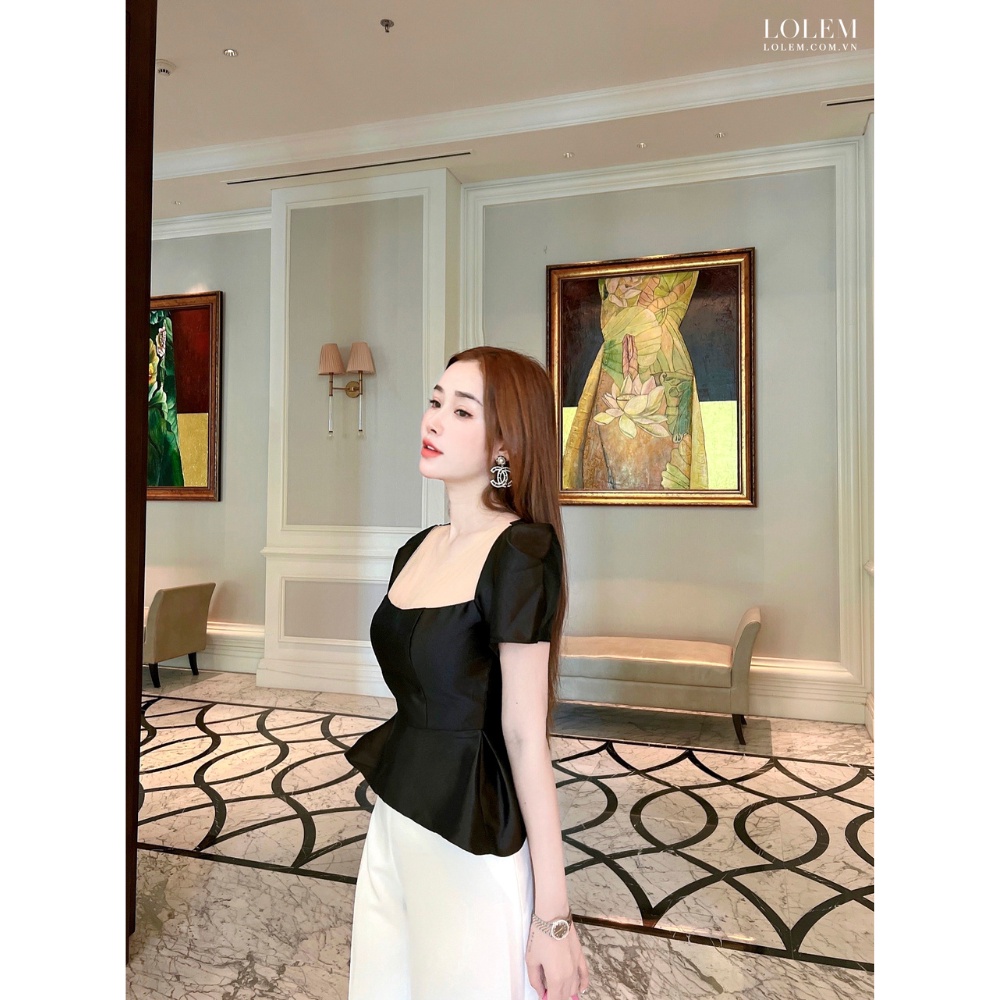 Áo peplum LOLEM AK1272 phối lưới vải tafta fine mềm mịn thoải mái