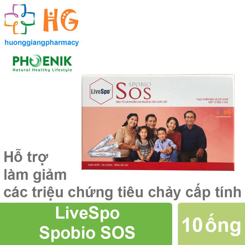 Livespo SOS - Bào Tử Lợi Khuẩn Hỗ Trợ Cầm Tiêu Chảy Cấp, Rối Loạn Tiêu Hóa Cho Mọi Lứa Tuổi ( Hộp 20 ống )