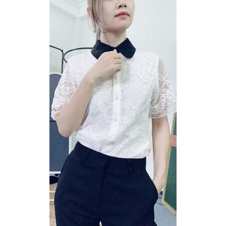 Áo sơ mi nữ công sở tay ngắn sang chảnh cao cấp
