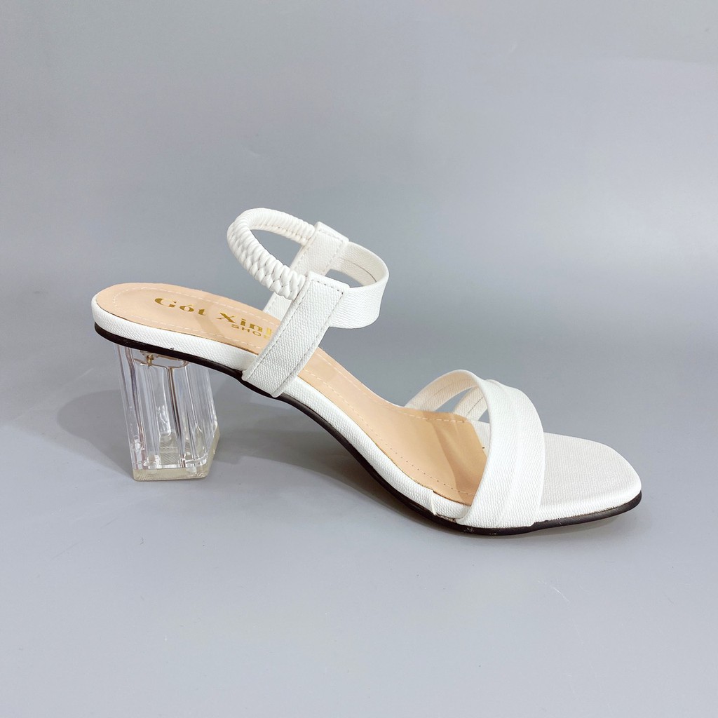 Sandal cao gót nữ GÓT XINH GD19 quai ngang da mềm đế trụ mika trong cao 5cm
