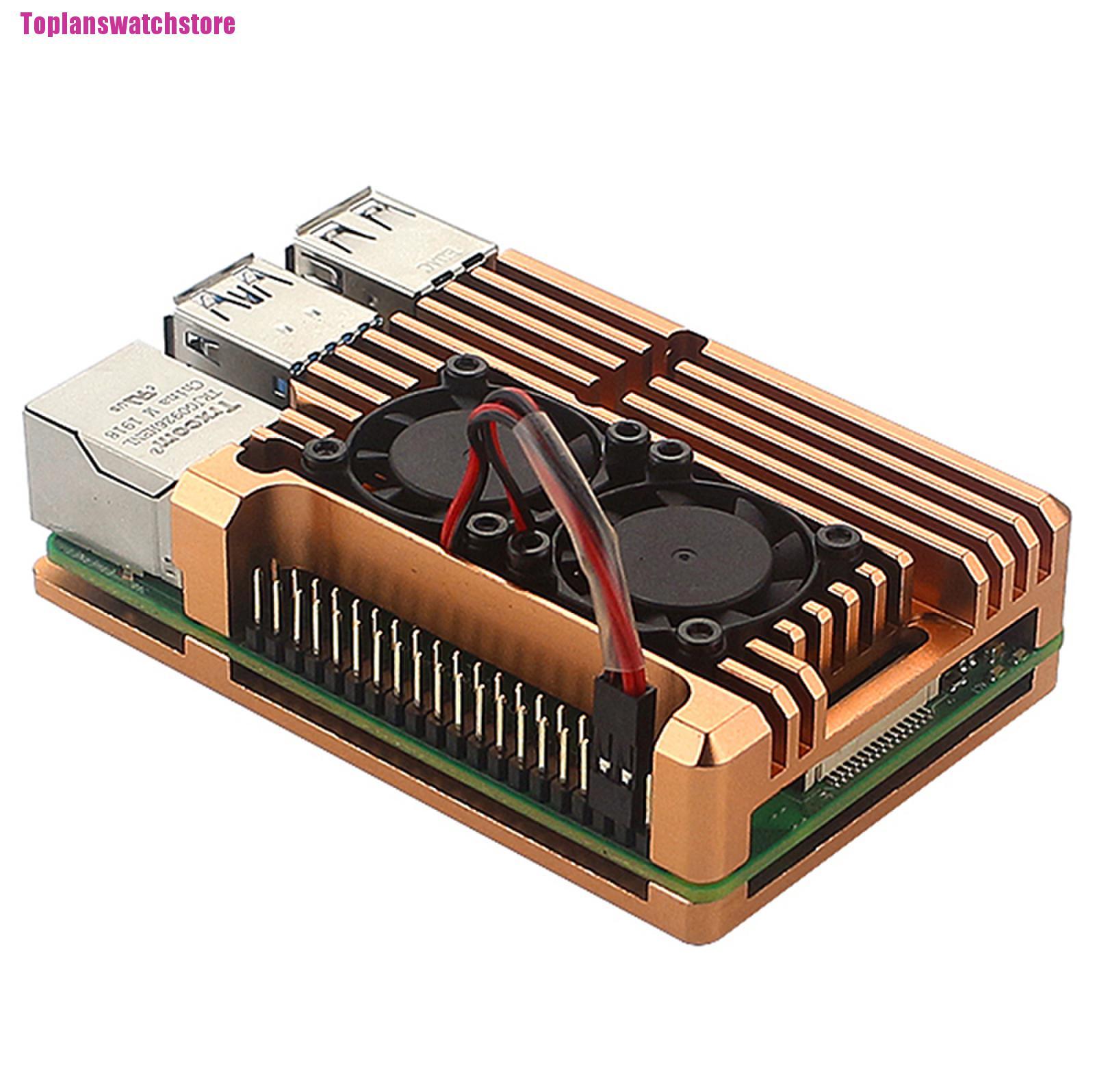 Bộ vỏ case bằng hợp kim nhôm kèm 2 quạt tản nhiệt dành cho Raspberry Pi 4b