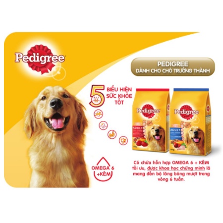 Pedigree Thức ăn cho chó lớn dạng hạt vị thịt bò &amp; rau củ túi 3kg