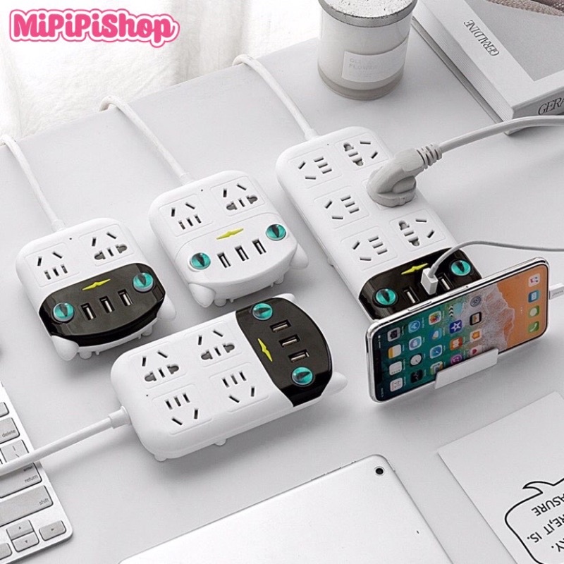 Ổ Cắm Điện Cao Cấp hình Mèo An Toàn - Chuyển đổi đa năng USB sạc nhanh chắc chắn bền chịu tải, chống giật-MIPIPISHOP