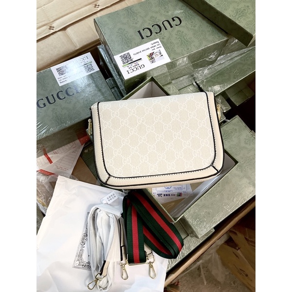 Túi gu chi Hồ ngọc hà full vân trắng size 20 bản 2 dây full box 6201-5#