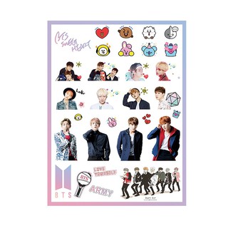 Set 5 hình sticker BT21 BTS (2 Sticker BT21 + 3 Sticker BTS)