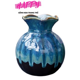 Lọ hoa gốm sứ trang trí cao cấp Bát Tràng men hỏa biến, bình hoa phù hợp để bàn,trang trí nhà cửa, cắm bông cực yêu HP49