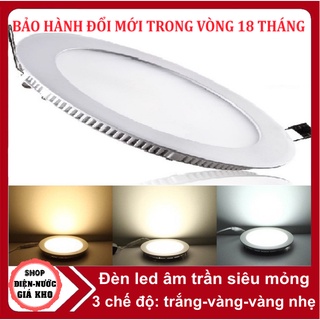 Đèn led âm trần siêu mỏng 3 chế độ 6W 9W 12W - ĐÈN LED ÂM TRẦN 3 MÀU - BẢO HÀNH 2 NĂM