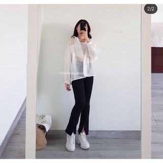Set áo sơ mi voan phối áo 2 dây