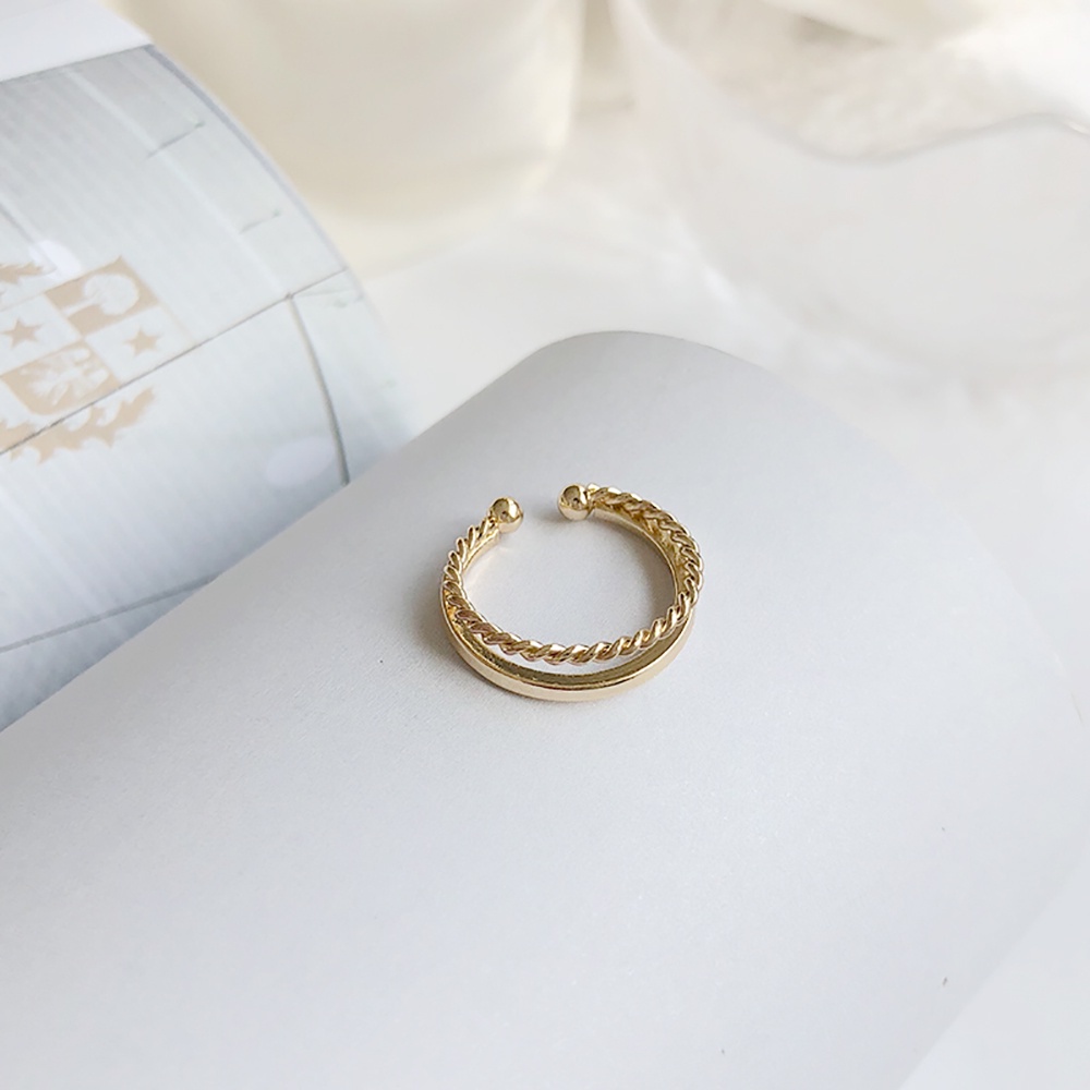 Nhẫn mặt hình hoa hải đường phối ngọc trai giả thời trang