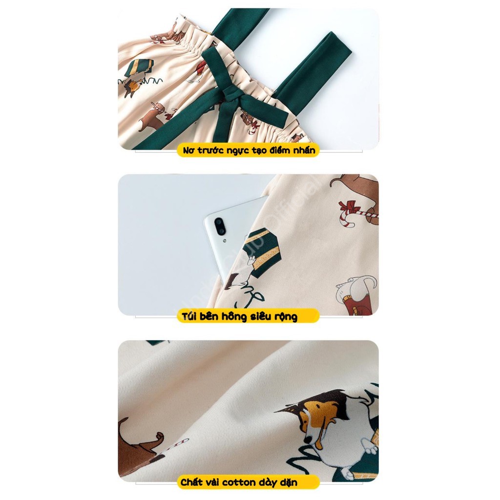 Váy Ngủ Hai Dây Dáng Suông Qua Gối, Đầm Ngủ Thun Cotton Kèm Nơ Nigma | BigBuy360 - bigbuy360.vn