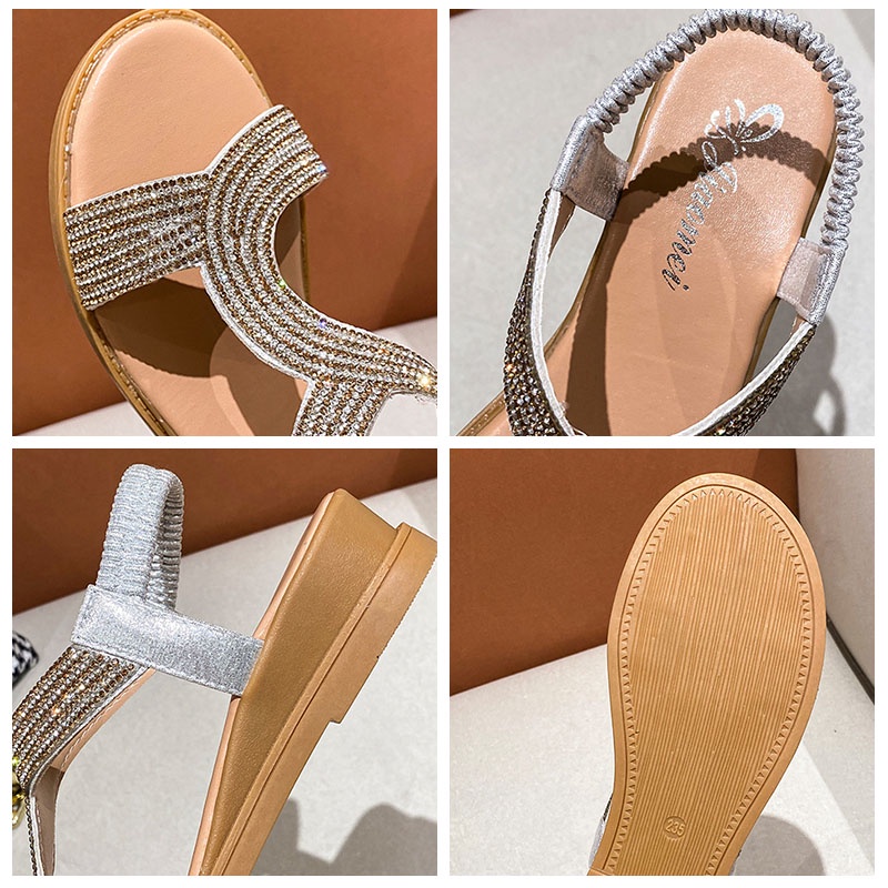 Xăng đan đi biển XIELUAIZTA siêu nhẹ quai đính đá thoải mái thời trang dành cho nữ