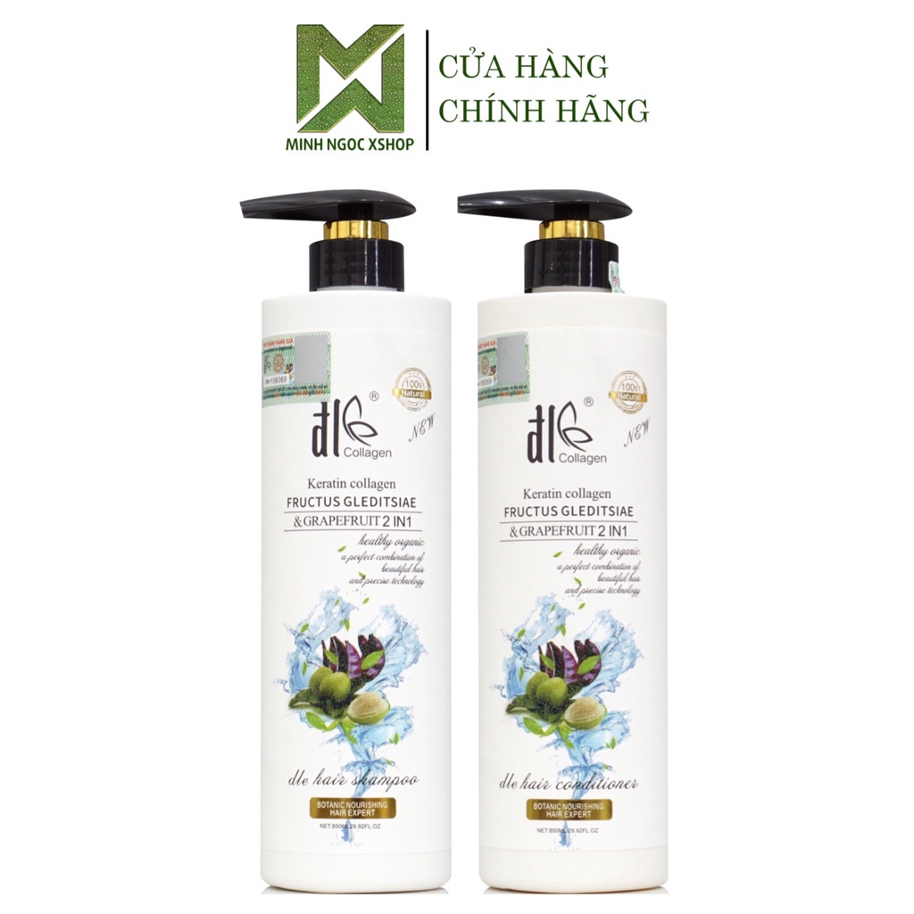 Dầu gội xả bưởi bồ kết ĐL ĐLE Grapefruit 850ML phục hồi, chống rụng kích mọc tóc