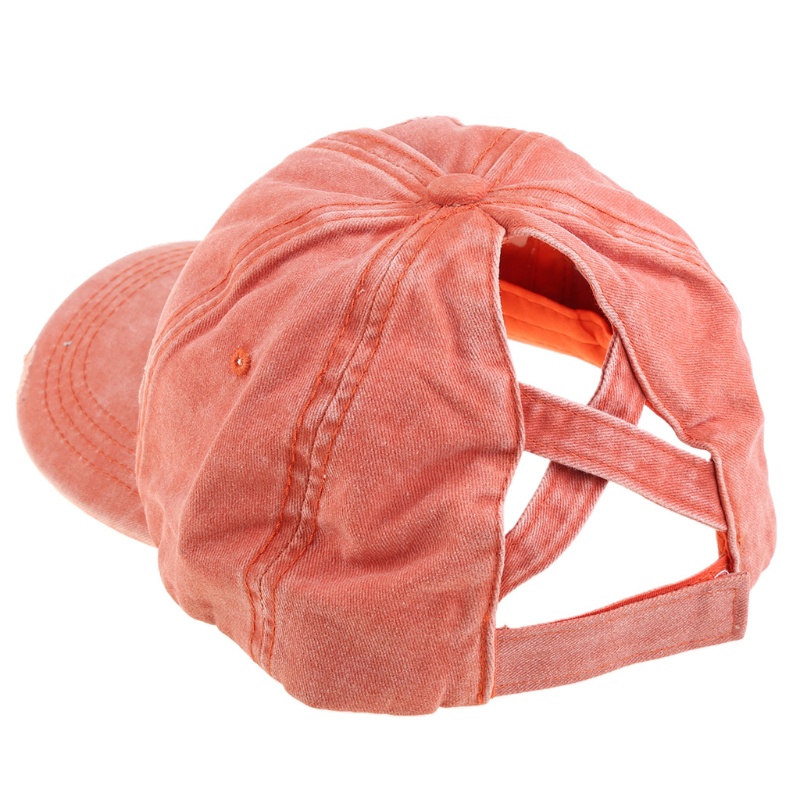 Mũ Bóng Chày Cotton Rách Chéo Đuôi Ngựa Cổ Điển Cao Cấp Có Thể Điều Chỉnh Cho Nữ Whi