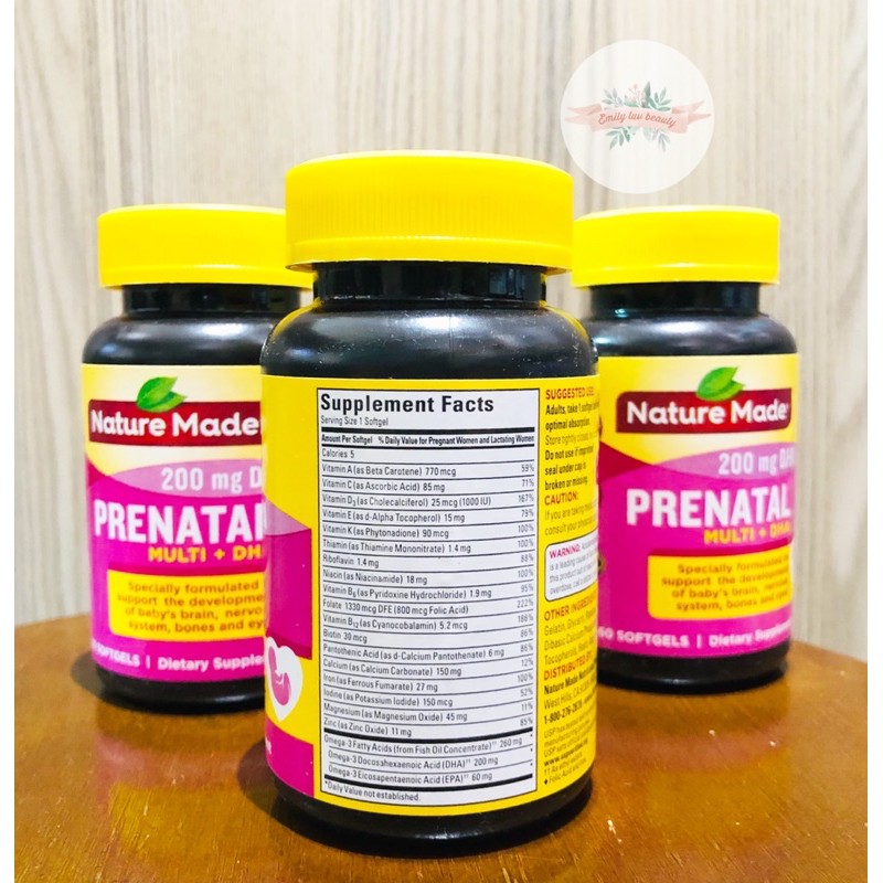 Vitamin bầu nature Made Prenatal Multi +DHA