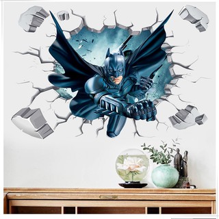 Decal Dán Tường Tranh 3D Người Dơi- decal batman có keo sẵn dễ dàng dán tại nhà
