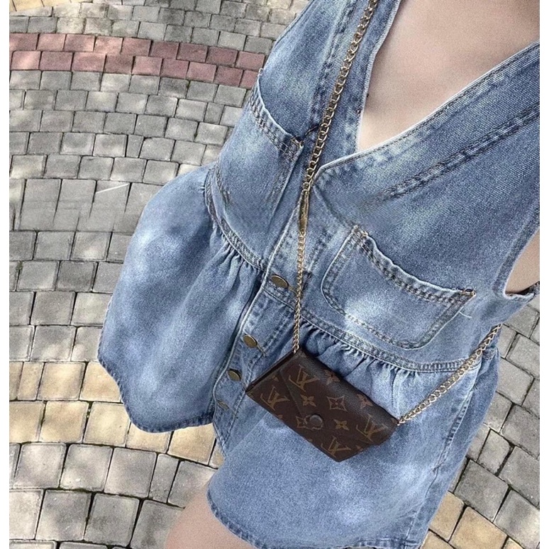 Váy jean sát nách túi hàng mới về siêu hot, Đầm jean ba lỗ dáng babydoll kèm ảnh thật
