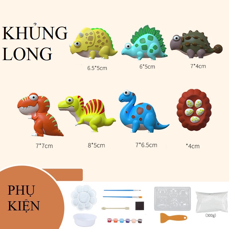 Tượng tô màu bộ đồ chơi tượng tô màu tự làm tại nhà cho bé kèm sẵn màu và cọ - HOBA