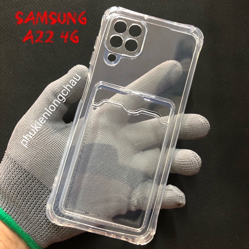 Ốp Lưng Samsung A22 4G / M32 4G Trong Chống Sốc Gù Bảo Vệ Camera Kèm Ngăn Đựng Thẻ Card, Hình Ảnh