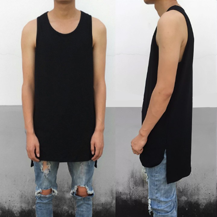 Áo tanktop layer form dài màu trắng - đen - Chick's Store